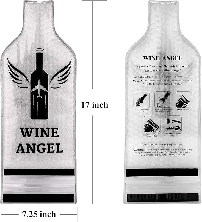 [UPGRADED PROTECTION] 8 Set (16 pcs) Reusable Wine Bags for Travel, Wine Travel Protector, Bottle Travel Sleeve Case For Airplane, Car, Cruise, TRIPLE Protection Luggage Leakproof Safety Impact Resist