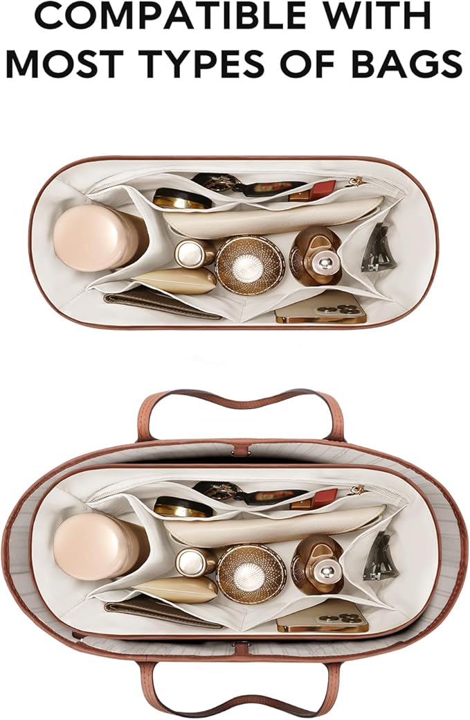 GIVLEFLY Extra Large Purse Organizer Insert for Tote Bag, Lightweight Handbag Organizer with Multiple Pockets, Structured Bag Insert,White