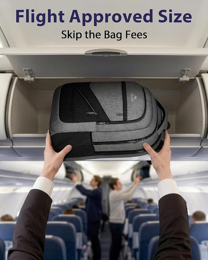 MATEIN 17 Inch Work Backpack for Men Women, Water Resistant Practical Travel Laptop Backpack with Anti Theft Pocket, Casual College Daypack Laptop Compartment TSA Friendly, Grey Black