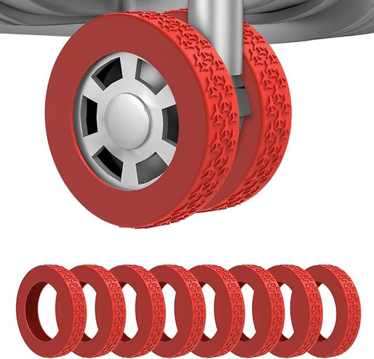 8Pcs Luggage Wheel Covers,Silicone Suitcase Cover for 2-2.4'' Spinner Wheel, Carry On Luggage Wheels Protector,Upgrade Suitcase Wheels Protective,Essential Travel Accessories(Bright Red-F)