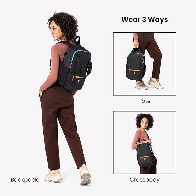 Sherpani Camden, Convertible Backpack, 3 in 1 Tote Bag, 18L Travel Backpack, Crossbody Bag for Women, Cross Body Purse, Travel Gifts, RFID Protection, Fits 13” Laptop (Chromatic Heritage)