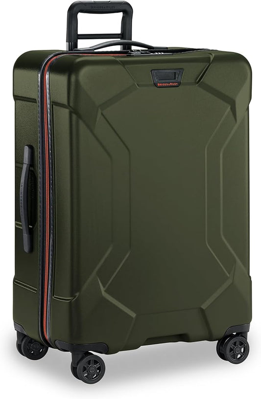 Briggs & Riley 27" Medium Spinner - Checked Luggage for Travel, Suitcases with Wheels, Hardside Rolling Bag for Men & Women, Self-Repairing Zipper - Torq Collection, Hunter Green