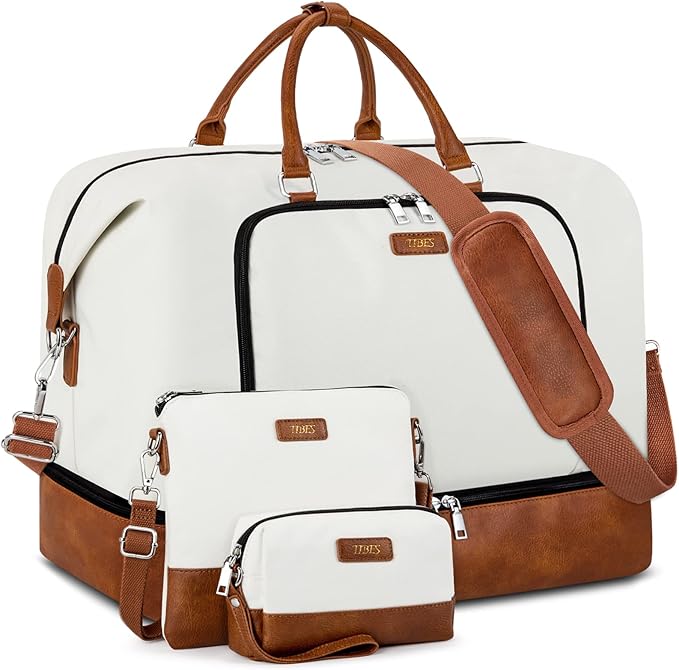 Travel Weekender Bag for Women, 21" Overnight Bag with Shoe Compartment 50L Large Travel Duffel Bag Carry On Tote for Weekend, Overnight, Business Trips, Water Resistant