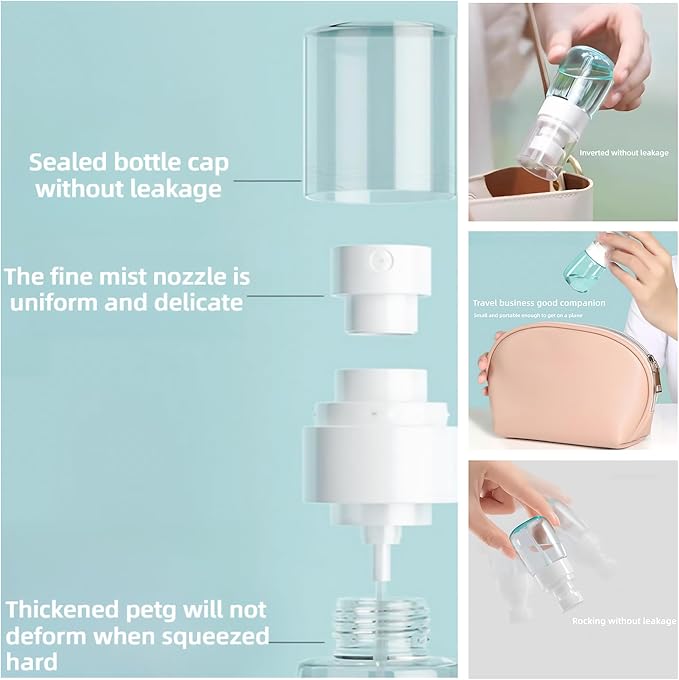 6 Pack 1oz 30ml Travel Spray Bottles TSA Approved - Leakproof Plastic Fine Mist Sprayers for Toiletries, Skincare & Plants, Portable Mini Sprayer Set with Secure Caps & Assorted Colors