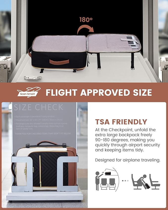 LOVEVOOK Large Travel Backpack for Women, TSA Carry on Backpack for Airplanes, 50L Personal Item Travel Bag for Women fits 17" Laptop,Waterproof Carry on Bag Airplane Approved with 3 Packing Cubes