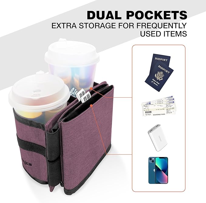 Luggage Cup Holder Attachment – Hands-Free Drink Carrier for Coffee Mugs, Bottle and Tumblers, Essential Travel Accessory, for Flight Attendants & Travelers