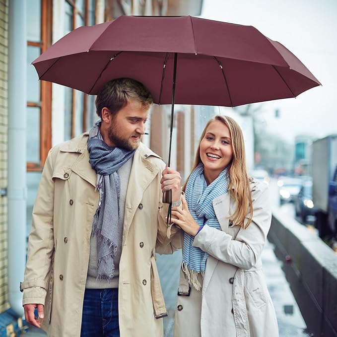 G4Free 54 Inch Large Compact Windproof Golf Umbrella for Rain Oversized Auto Open Close Folding Travel 10 Ribs Vented Double Canopy Umbrella for Women Men