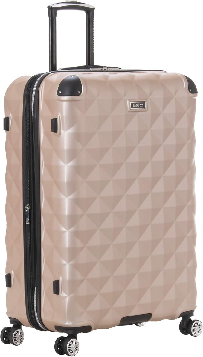 Kenneth Cole REACTION Diamond Tower Collection Lightweight Hardside Expandable 8-Wheel Spinner Travel Luggage, Rose Gold, 28-Inch Checked