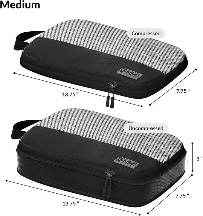 4pc Medium Compression Packing Cubes for Travel - Luggage Organizers for Suitcases
