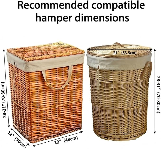 2 Pcs Canvas Laundry Bags with Carrying Handles & Drawstring Closure, Machine-washable Laundry Basket Hamper Liner Replacement Bags