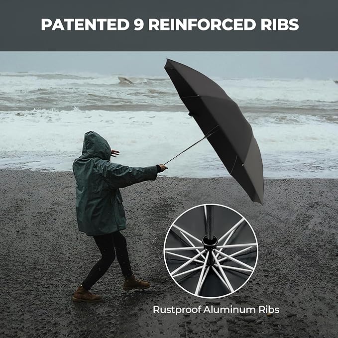 ZDSSM Compact Inverted Travel Umbrella, Automatic Open Close, 9-Rib 46 Inch Windproof Umbrella, Waterproof UPF 50+, Portable Umbrellas for Men, Women, Travel, and Daily Use