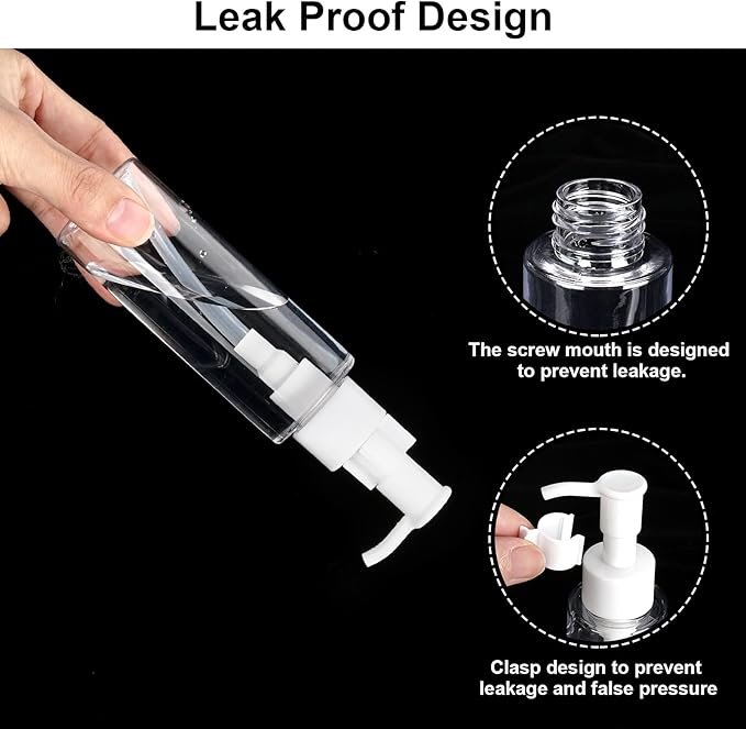 Cosywell Empty Plastic Pump Bottles Dispenser TSA Approved 3.4oz 4 Pack Portable Empty Refillable Container Clear Plastic Lotion Pump Dispenser Bottle for Facial Cleansing Oil Shampoo Shower Gel