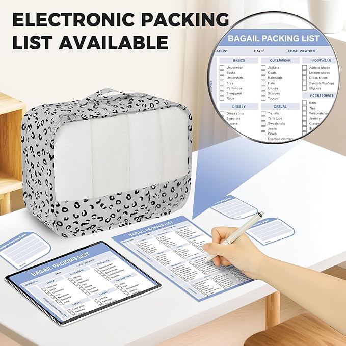 BAGAIL 9 Set Packing Cubes with Packing List Luggage Packing Organizers for Travel Accessories