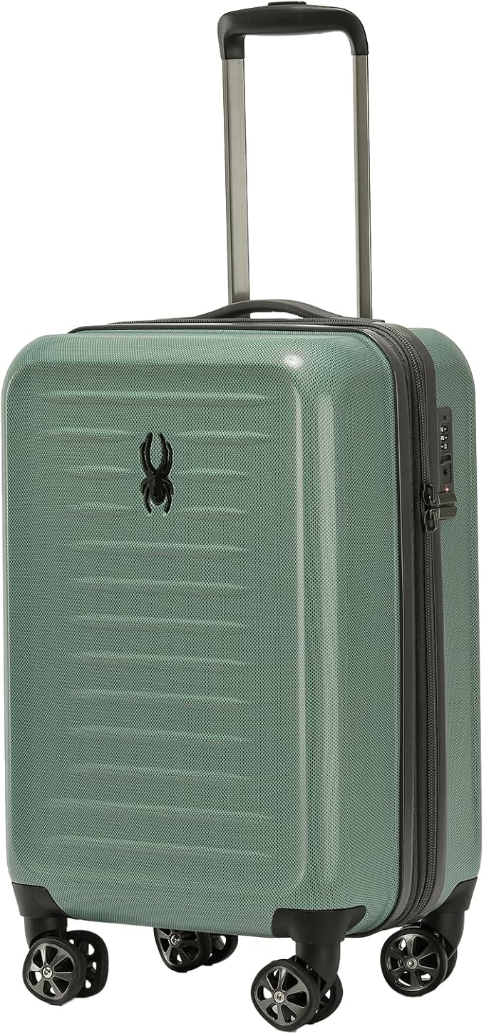 Spyder Rails Expandable Hardside Upright Suitcase with 360° Spinner Wheels, TSA Approved Lock (Sage, Carry-On)