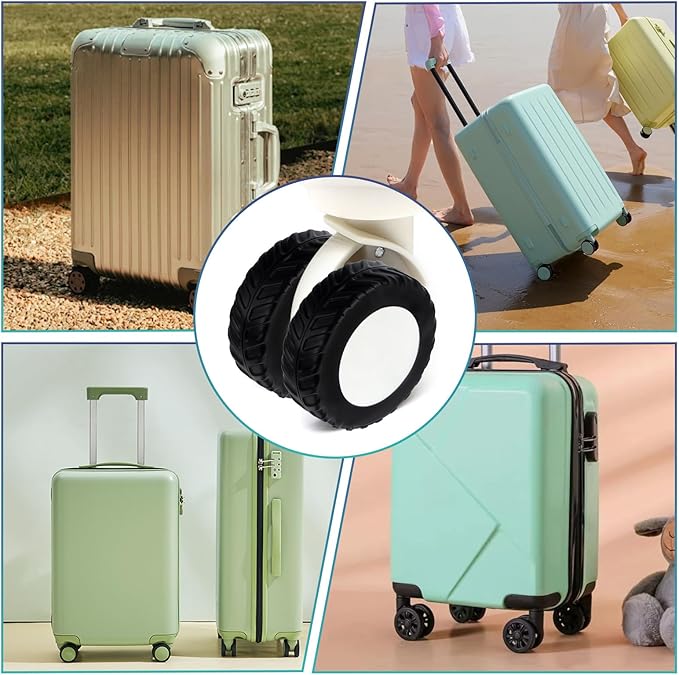 Ymapinc 8Pcs Luggage Wheel Covers Protector, Anti Slip Suitcase Wheel for 2.1-2.4 Inch Wheels Carry On Travel Luggages Replacement Accessories(Silicone, Black)