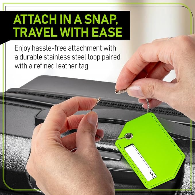 Untethered 4-Pack Luggage Tag Set | Durable Luggage Tags for Suitcases & Travel Bags | Bag Tag & Name ID Identifiers | Suitcase Tags for Easy Luggage Identification