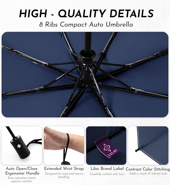 Compact Travel Windproof Umbrella, 43" Auto open/close Folding Quick Dry Umbrellas for Rain, Lightweight Portable Small for Backpack Car, Thoughtful Gift for Women Men Kids, TSA Approved