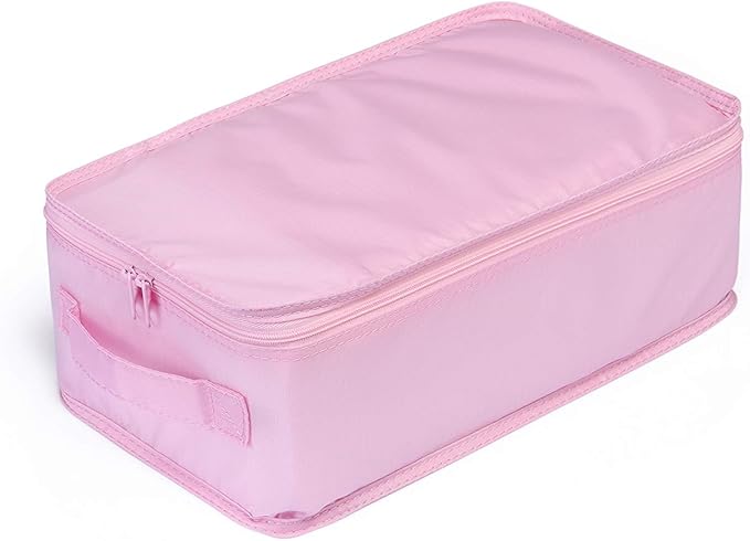 JJ POWER Travel Shoe Bags, Foldable Waterproof Shoe Pouches Organizer-Double Layer (2 Pink Shoe Bags)