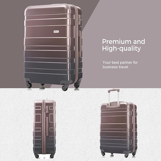 3 Pcs ABS Hardside Luggage Sets TSA Lock Spinner Wheel Suit Case
