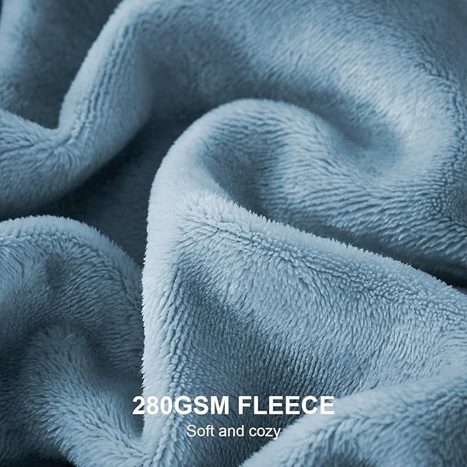 Hansleep Fleece Blanket for Couch Washed Blue, Super Soft Flannel Fuzzy Throw Plush Cozy Blanket for All Seasons, Washed Blue, Throw 50x60 Inches