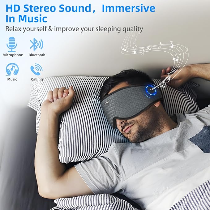 Sleeping Eye Mask with Bluetooth Headphones, 3D Sleep Eye Mask, Adjustable Sleep Mask for Men Women, Bluetooth Sleep Mask for Light Block Out
