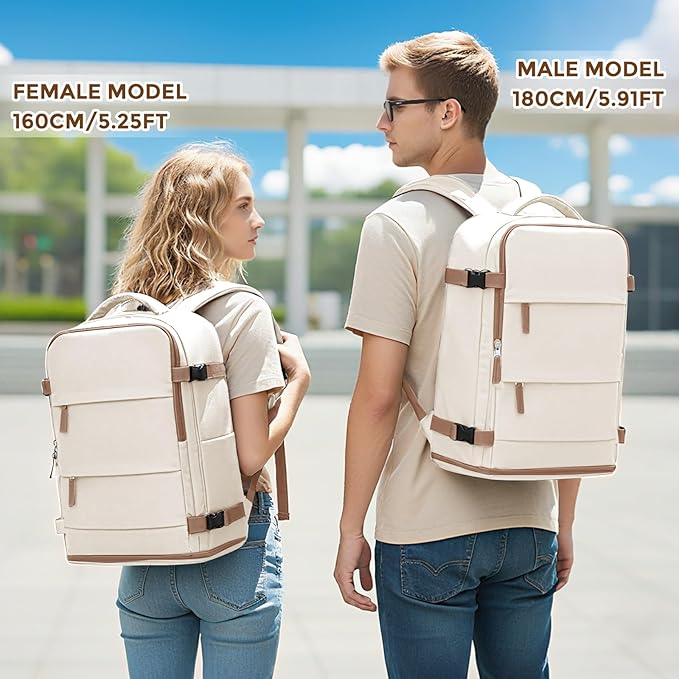 coowoz Travel Backpack For Women Men,Carry On Backpack,Hiking Backpack Outdoor Sports Rucksack Casual Daypack travel essentials(Beige Brown)