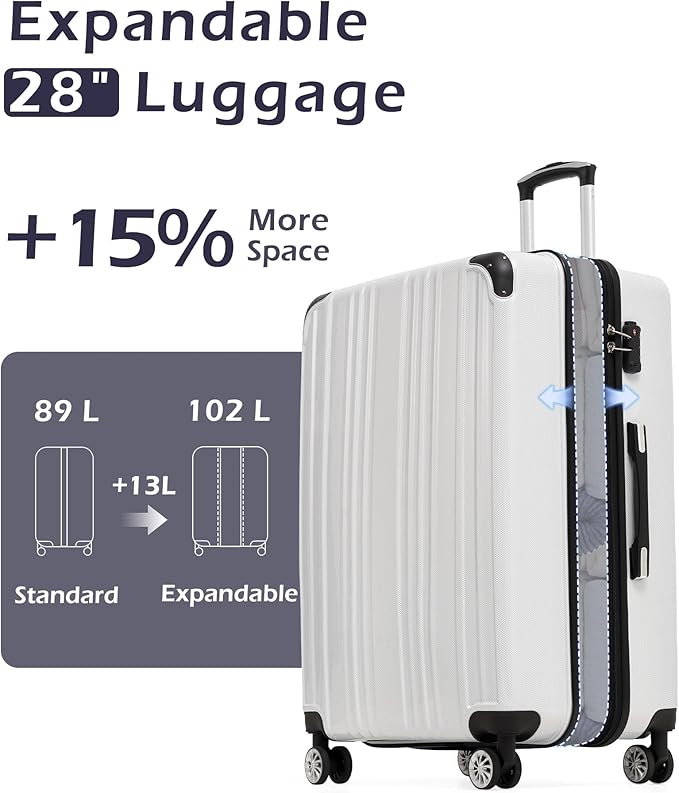 Coolife Luggage, Suitcase with Durable and Lightweight, Large Checked Luggage with PC+ABS Hardshell Expandable, Dual Spinner Wheels, TSA Lock, and YKK Zipper (wine wind new, L(28in))