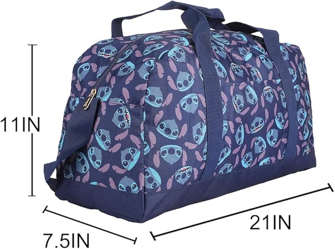 Lilo & Stitch All-Over Stitch Face Print Blue 21" Packable Duffel