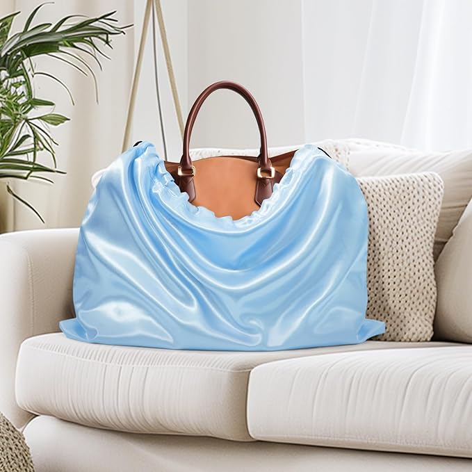 Ersmak 6 Pack Dust Bags for Handbags - Baby Blue Silk Dust Cover Bag for Purses Shoes - Satin Drawstring Dustproof Bags for Travel Storage - 19.7 x 15.7 In