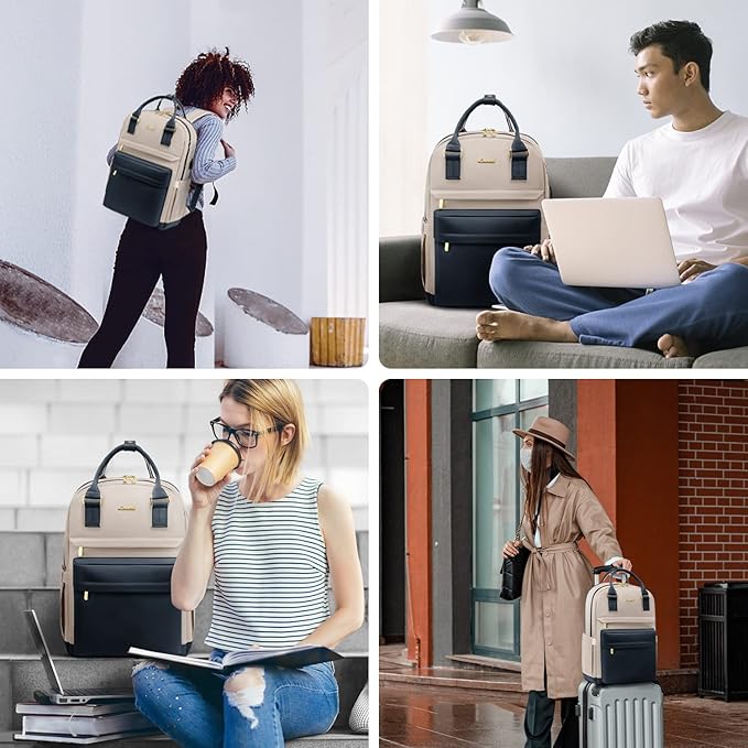 LOVEVOOK Laptop Backpack for Women Men, 17.3 Inch Laptop Bag with USB Port Fashion Waterproof Backpacks Teacher Nurse Stylish Travel Bags Vintage Daypacks for College, Work