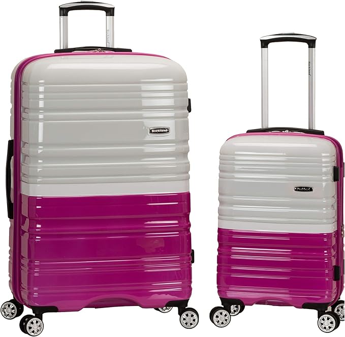 Rockland Melbourne Hardside Expandable Spinner Wheel Luggage, 2TONEWHITE, 2 Piece (20"/28")