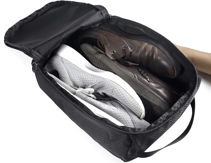 Gloppie Shoe Bags for Travel - Portable Shoes Storage Bag, Shoe Pouch, Shoe Packing Cubes for Men Women - Black