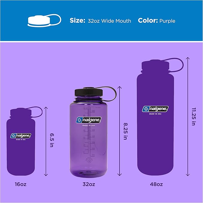 Nalgene 32 oz Wide Mouth Water Bottle | BPA-Free, Durable & Leak Proof, Lightweight Bottle for Hiking & Gym, Work & Travel