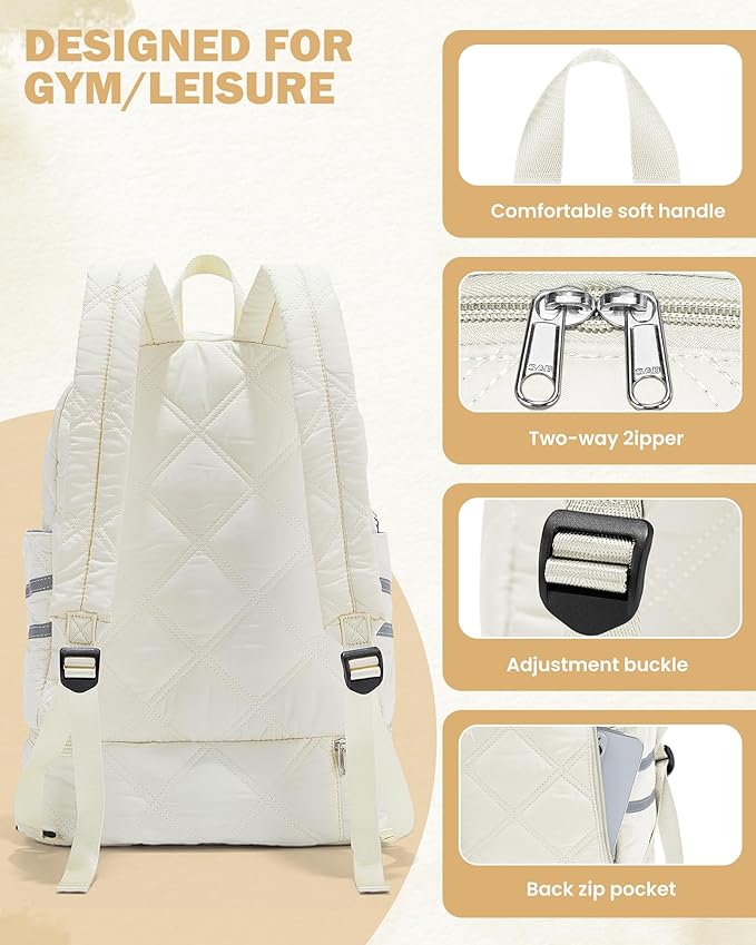 Gym Backpack for Women Men, Lightweight Gym Bag with Shoe Compartment, Water Resistant Sports Backpack with Wet Pocket, Large Capacity Cheer Backpacks for Girls, Beige