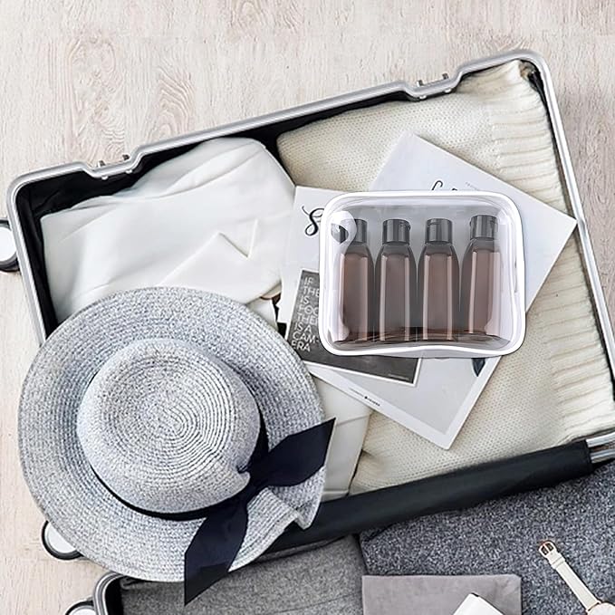 Cosywell Travel Shampoo Bottles 4pcs 3.4oz TSA Approved Travel Size Bottles for Toiletries Leak Proof Empty Lotion Containers with Flip Cap Small Plastic Squeeze Bottle