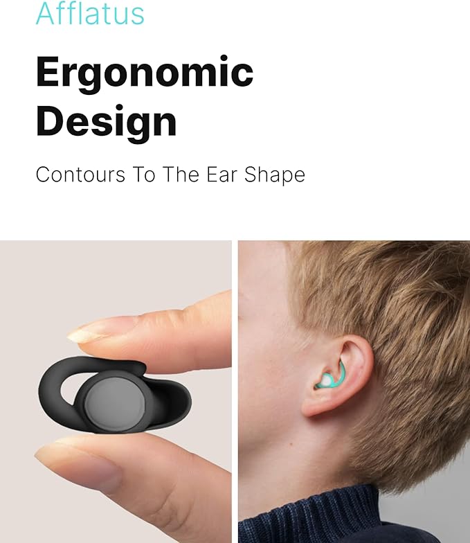 Afflatus Ear Plugs for Sleeping Noise Cancelling, 2 Pairs (S+L) Comfortable Reusable Noise Reduction Ear Plugs, Earplugs for Sleep, Snoring (Pure Black)