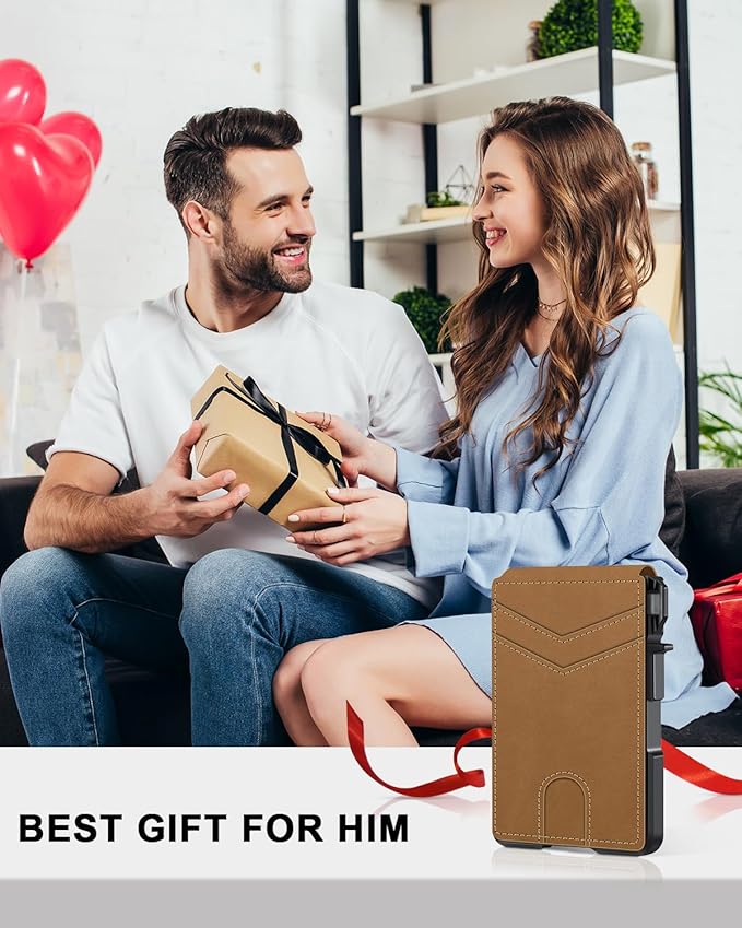 ZALVEX Wallet for Men, Mens Minimalist Wallet 9-13 Cards, Slim Compact Wallet with Money Clip & ID Window, RFID Blocking Smart Pop Up Card Wallet, Metal Aluminum Credit Card Holder Bifold Wallet