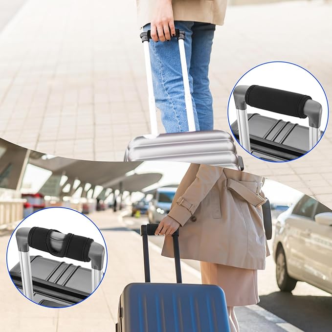 Luggage Handle Wrap,2Pack Soft Grip Handle Cover Luggage Identifier with Hollow Design Detachable Carry Sleeve Accessories for Push-Button Trolley Travel Bag