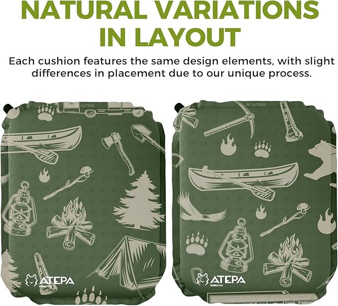 ATEPA Inflatable Seat Cushion, Self-Inflating Portable Stadium Airplane Travel Foam Cushion Pad for Camping, Sports Events, Outdoor