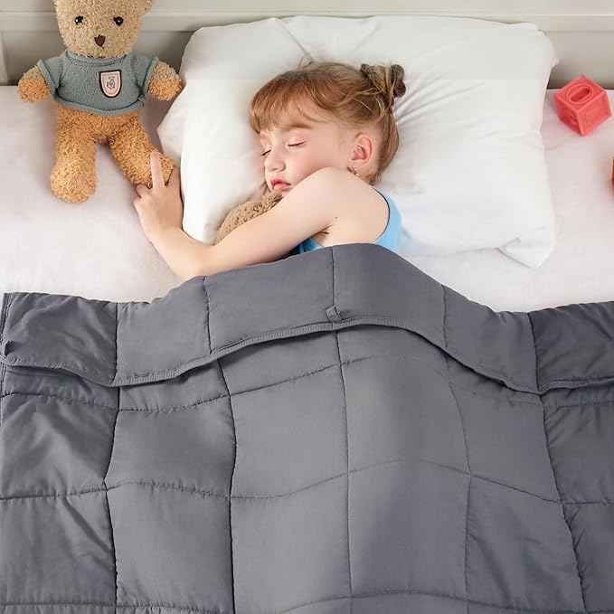 yescool Weighted Blanket 5 Pounds Cooling Weighted Lap Blanket, Grey Heavy Blankets for Sleeping, Weighted Throw Blanket Gift for 40-60lbs, 40"x60"