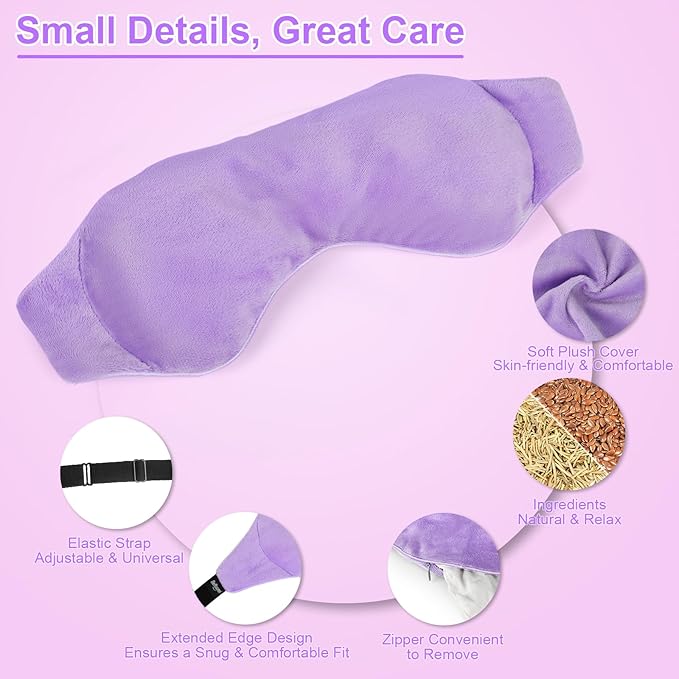 Heated Eye Mask Warm Compress for Eyes, Weighted Eye Mask for Sleeping, Microwave Hot Compress for Eyes Relaxation, Reusable Sleep Mask for Home, Office, Stocking Stuffers (Rosemary)
