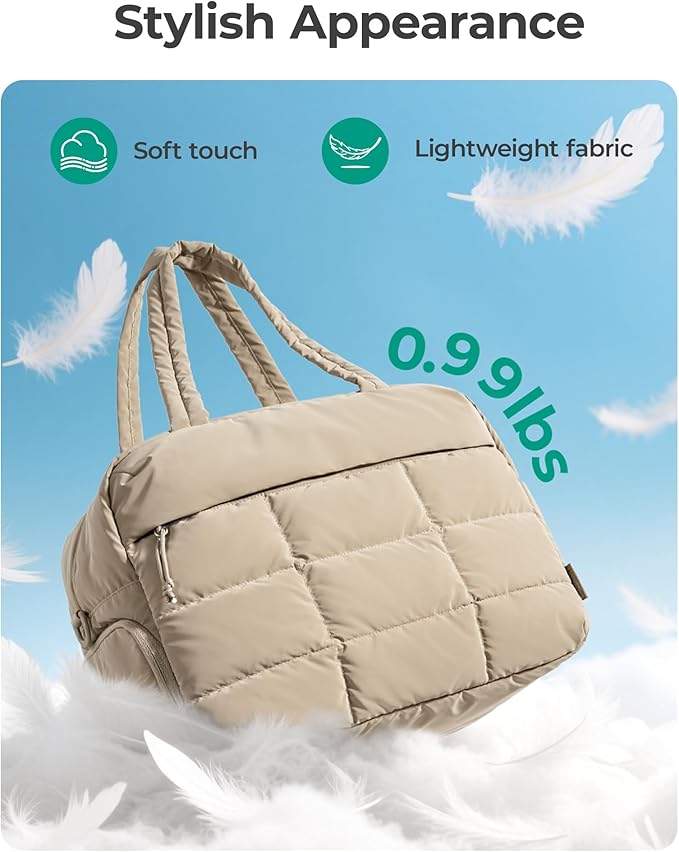 BAGSMART Gym Bag for Women, Carry on Travel Duffel Bag, Water-resistant Weekender with Shoe Compartment for Gym Travel Work, Desert, Medium
