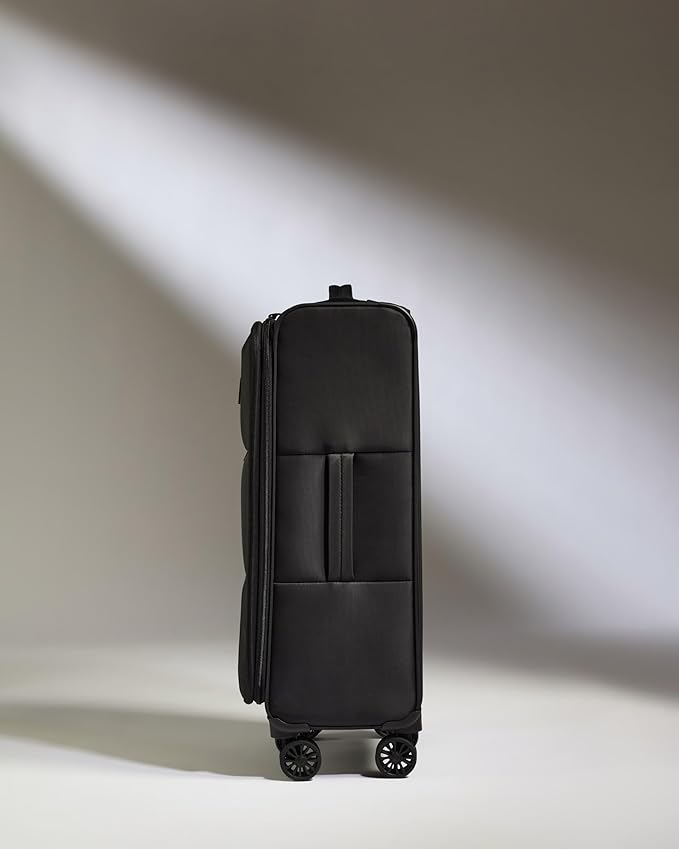 ANTLER - Soft Stripe Medium Luggage - 27" Softside Suitcase, Adjustable Handle, 4 Spinner Wheels, Lightweight, Expandable, TSA Lock - Recycled Polyester Luggage - Black