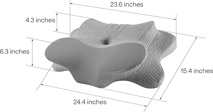 Cervical Neck Pillow - Memory Foam Pillow for Pain Relief Sleeping, Ergonomic Neck Support Contour Pillows for Side Back Stomach Sleepers,Orthopedic Breathable Pillowcase (Grey)