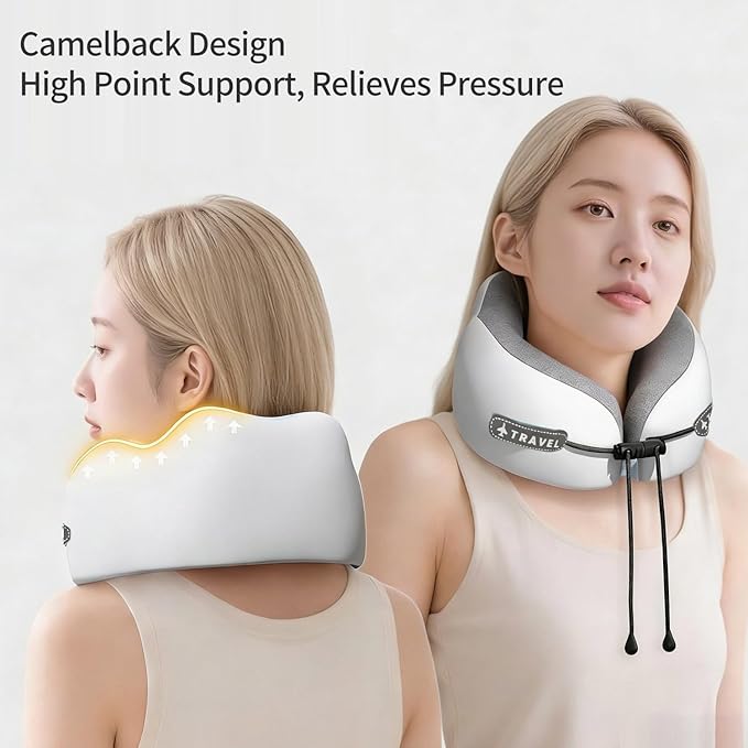 Travel Neck Pillow with Storage Case, 100% Pure Memory Foam, Airplane Head Support for Flight Sleeping, Portable, Gray (Gray Matching)