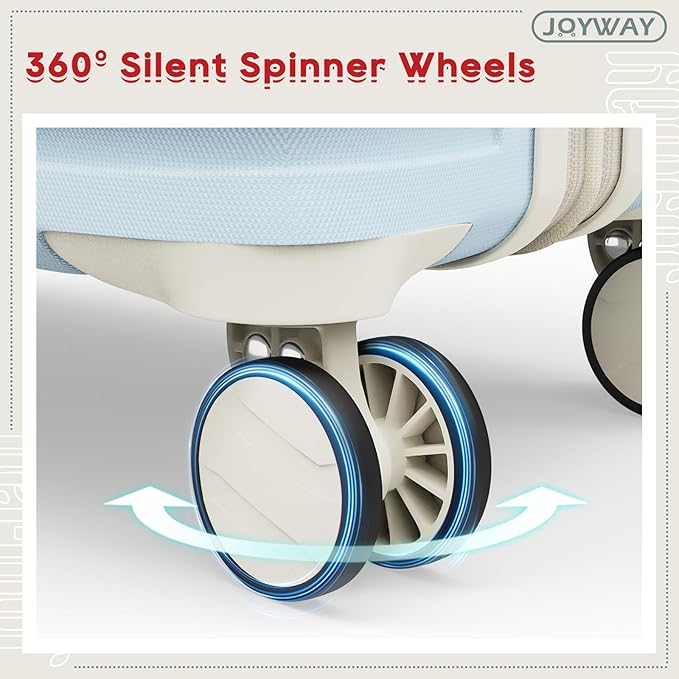 Joyway Expandable Luggage Sets 5 Piece, Lightweight Hard Shell Travel Suitcase Set with Spinner Wheels and TSA Lock, Lightblue