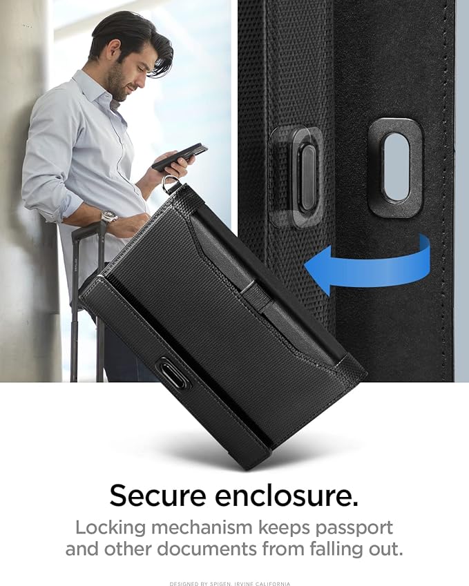 Spigen Life for Passport Card Cover Holder with RFID Blocking Technology Wallet Travel Documents Organizer Protector Accessories, SIM Card Pin Included