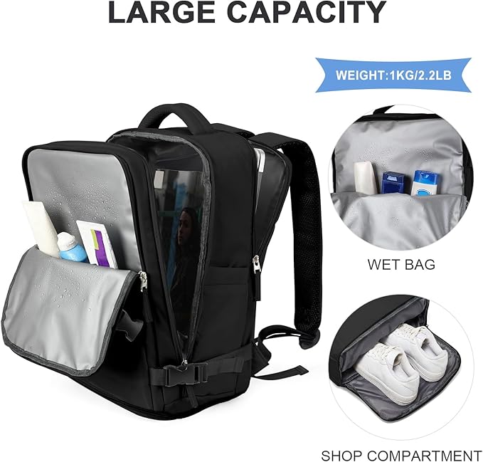 coowoz Travel Backpack For Women Men Airline Approved,Carry On Backpack,Large Hiking Laptop College Backpacks Waterproof Outdoor Sports Rucksack Casual Daypack Fit 15.6 Inch Backpacks