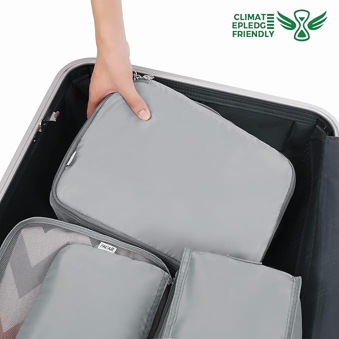 BAGAIL 8 Set Packing Cubes Luggage Packing Organizers for Travel Accessories-Pewter Color