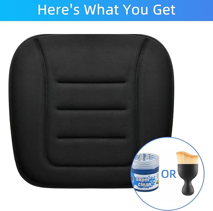 KAYI Car Seat Cushion, Memory Foam Car Seat Cushion, Anti Slip Rubber Bottom Car Seat Cushions for Driving, Suitable for Car and Office Chairs (Black)